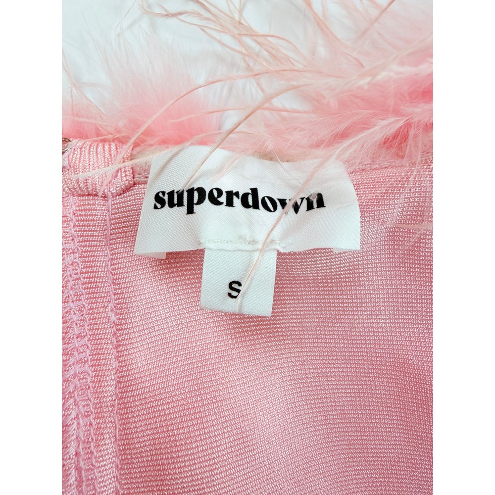 superdown Revolve Ramona Pink Feather Bandage Corset Top Womens S Zip Back - Picture 5 of 10
